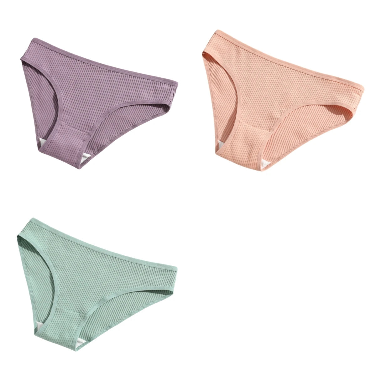 3Pcs/Set Cotton Panties Women Low Waist Underwear Seamless Briefs Solid Color Sports Breathable Underpants Female Lingerie