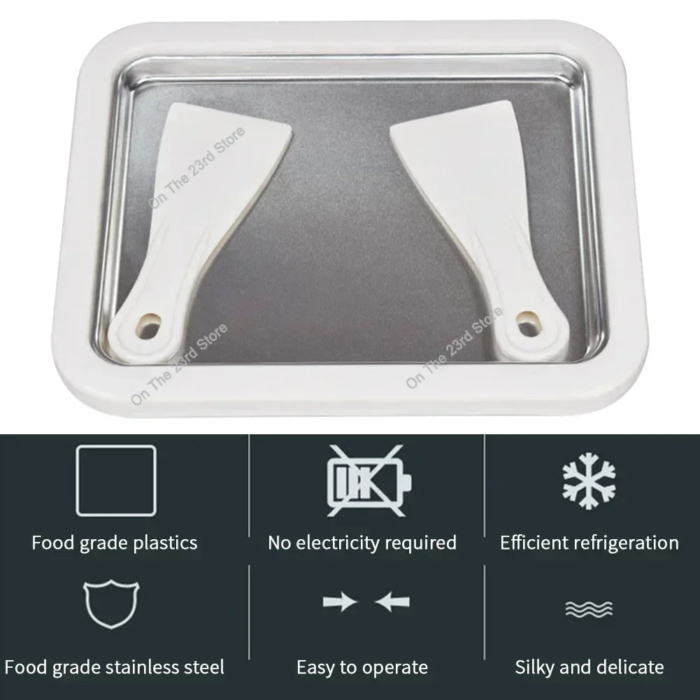 Mini Fried Yogurts Yogurt Frozen Pan Ice Cream Maker Machine Rolled Ice Cream Maker with 2 Spatulas Fry Ice Plate Home Use.