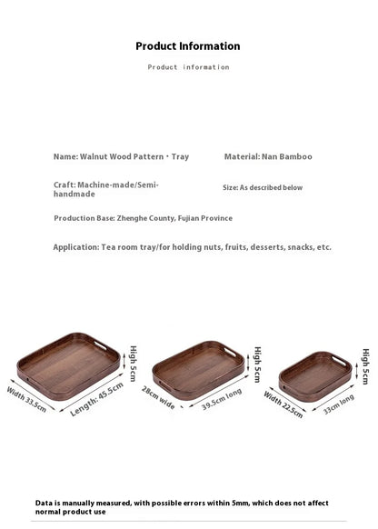 Gianxi Japanese Bamboo Household Tray Rectangular Hotel Solid Wood Dinner Plate Afternoon Tea Dessert Dim Sum Plate Tea Tray.