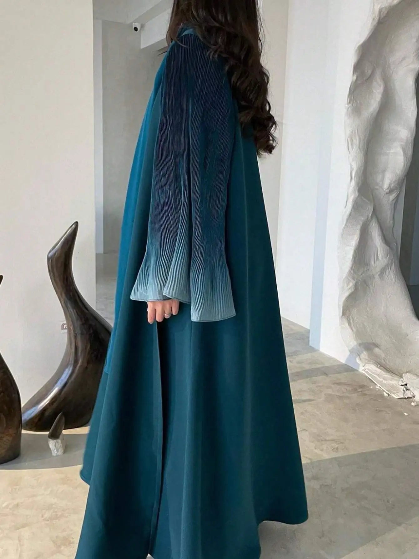Open Front Abaya Muslim Flare Sleeve Casual Arabian Abayas Middle-East Elegant Turkey Kaftans Women Jilbabs Islamic Maxi Dresses.