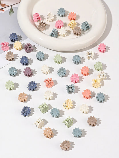 50Pcs Flower Hair Clips Multi color Mini Cute Hair Styling Accessories for Girls and Women Birthday Gifts,10 Colors at Least