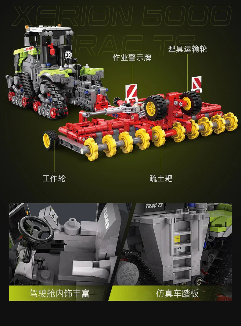 Cada 1336pcs 1:32 Famous CLAAS City Agricultural Vehicle Building Block MOC Bricksley Design Truck Bricks Toys Children Gifts.