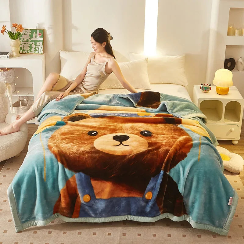 Double layer thickened to 6kg blanket quilt autumn and winter warm fleece wedding blanket cushion bedding