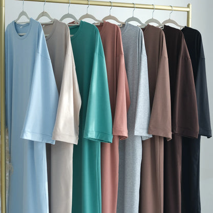 2024 New Modest Dress Solid Color Inner Dresses Muslim Women Dubai Abaya Eid Ramadan Islam Clothing Turkey Arabic Robe.