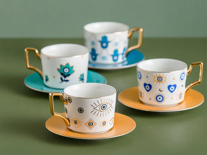Blue Eye Ceramic Coffee cup European Fashion Coffee cup Dish Set Home Afternoon Tea Tea Cup tea cups and saucer sets  coffee cup.
