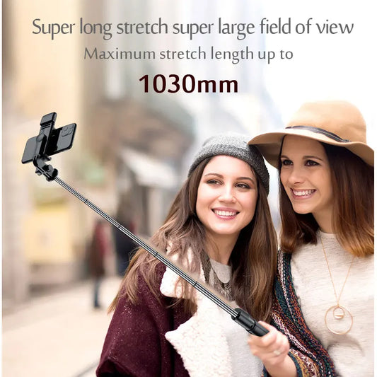 Portable Bluetooth Selfie Stick Retractable Multifunctional 103CM Phone HoldeTripod With Selfie light Wireless Remote Shutter.