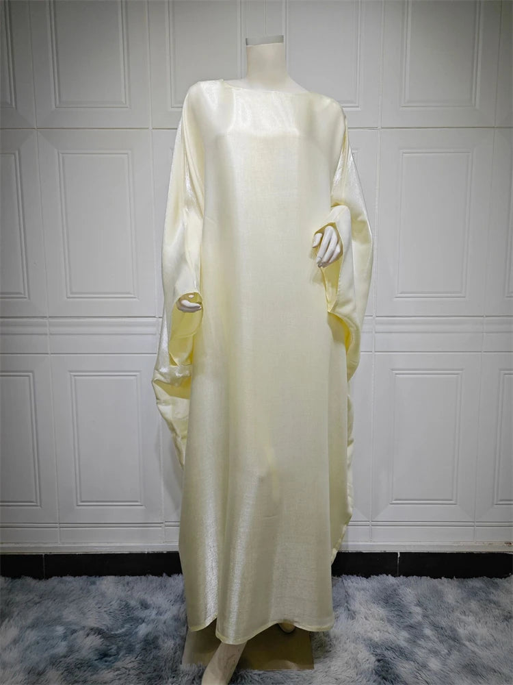Batwing Butterfly Sleeve Satin Khimar Abaya Dubai Luxury 2024 Muslim Kaftan Dress Abayas For Women Kebaya Caftan Vestidos Femme.