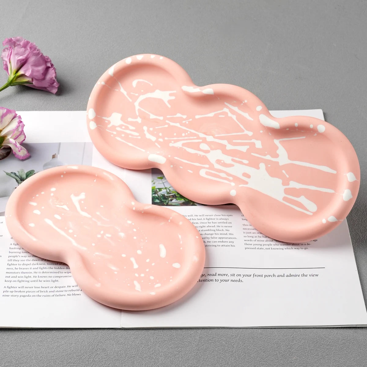 Concrete Triple Circular Tray Silicone Mold DIY Coaster Craft Making Plaster Resin Jewelry Storage Plate Casting Molds Home Deco.