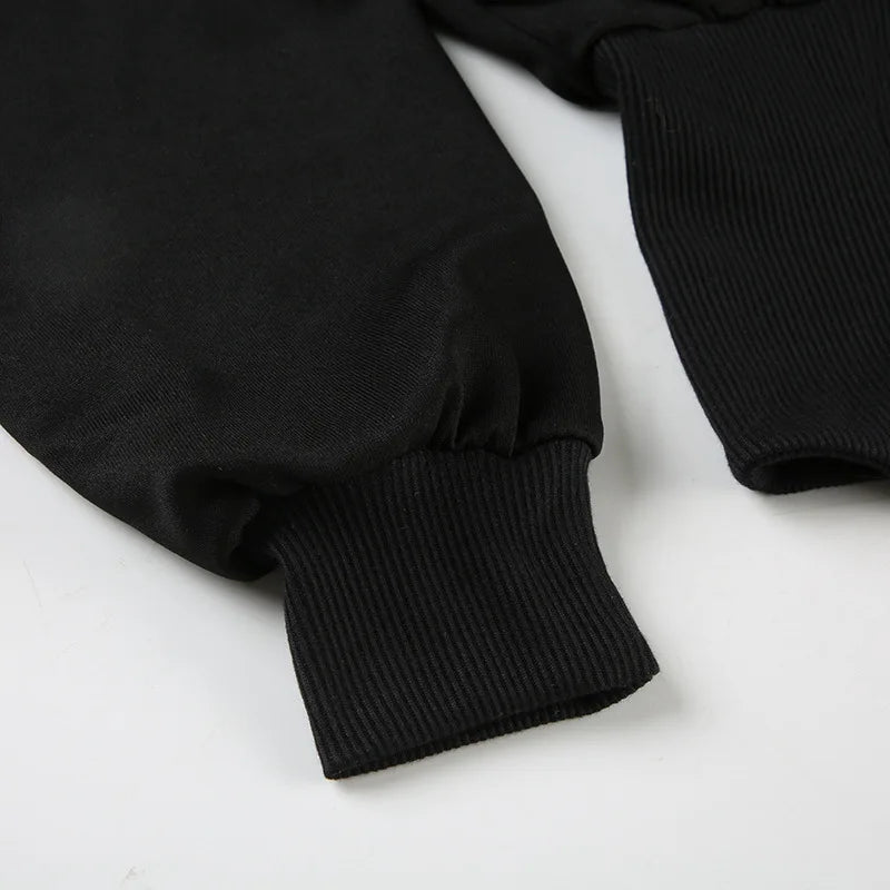 Goth Dark Autumn Winter Faux Fur Collar Solid Hooded Coats Women Casual Slim Waist Zip Hoodies Gothic Jackets Chic Streetwear.