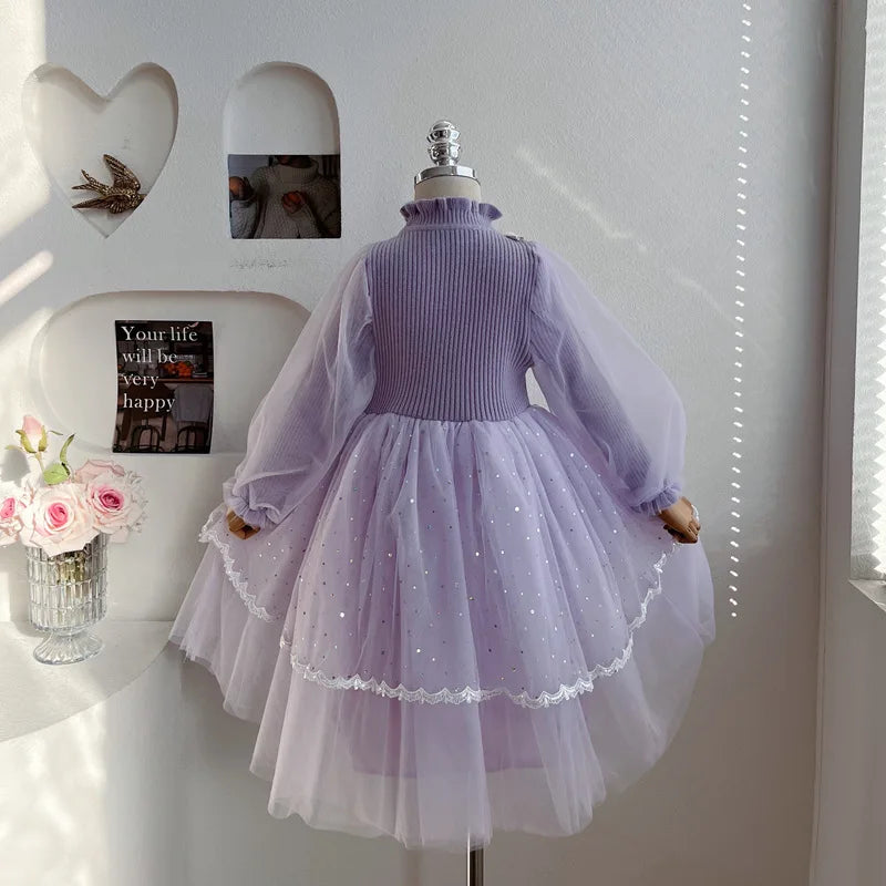 Anime Kuromi Lolita Kleid und Umhang Set Strickpullover Spleißen Mesh Prinzessin Kleid Partykleid Herbst Winter Urlaub Geschenk.