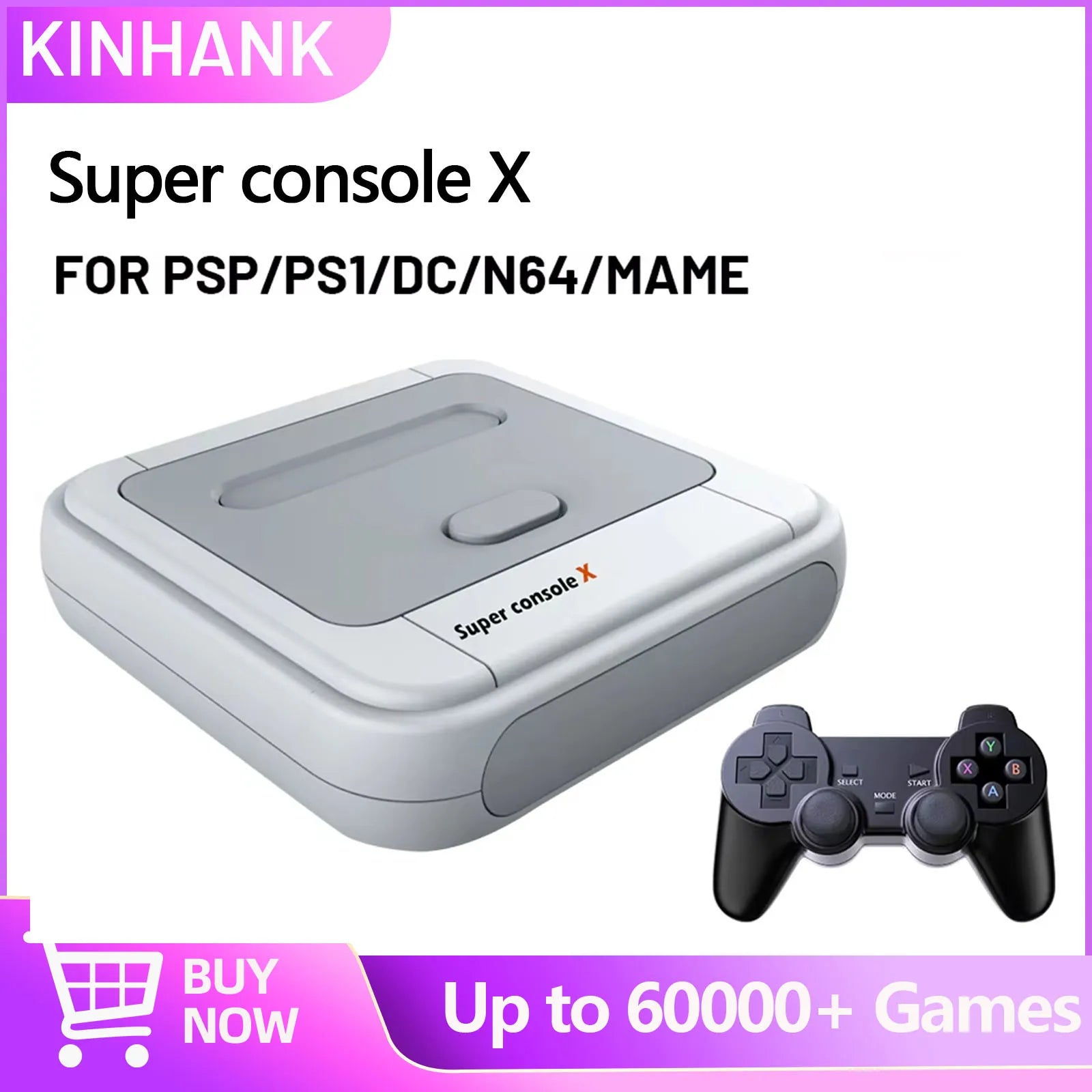 KINHANK Super Console X Game Box Retro Game Console 60000 Video Games for DC/MAME/Naomi with gamepads Game Player.