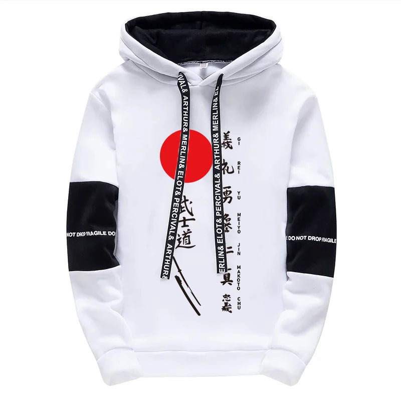 Japanese Bushido Print Hoodie Sweatpants 2025 Hot Sale Men's Fashion Tracksuit 2pcs Set Urban Casual Sporty Outfits Streetwear.