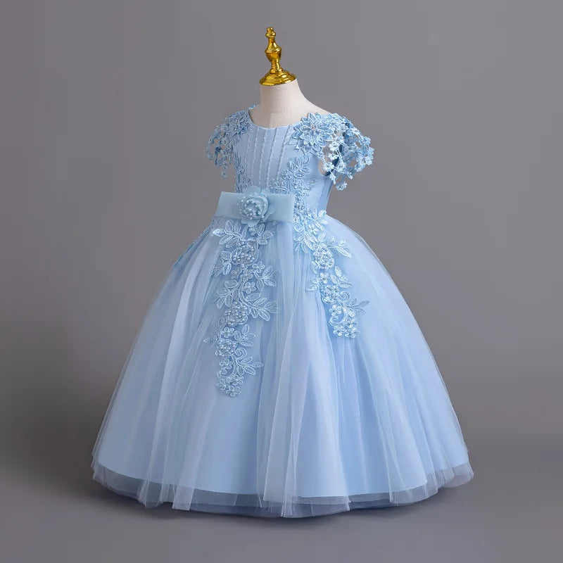 Prinzessin Mädchen Kommunion Geburtstags feier Tanz Leistung Pailletten schwarz Kleid Mädchen Hochzeit Brautjungfer Party Langarm Kleid.
