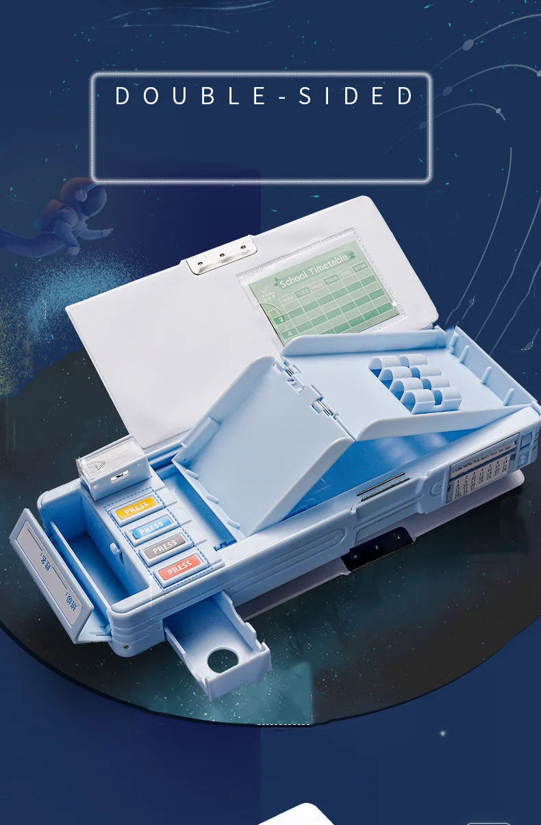 Mechanisches, verformbares, niedliches Federmäppchen mit Stifteinsatz, multifunktionaler Schlüsselschalter, Cartoon-Aufbewahrungsbox für Schule und Schreibwaren aus Kunststoff.