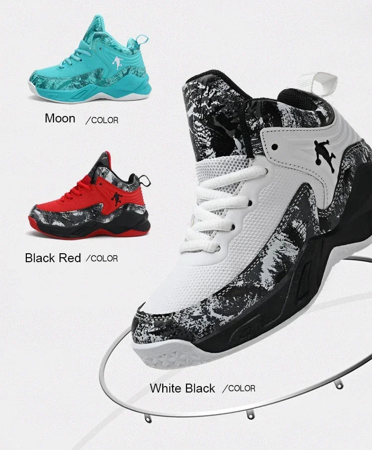 Basketball Shoes for Kids Sneakers New Boys Brand Thick Sole Non-slip Children Sports Shoes Child Boy Basket Trainer Shoes.