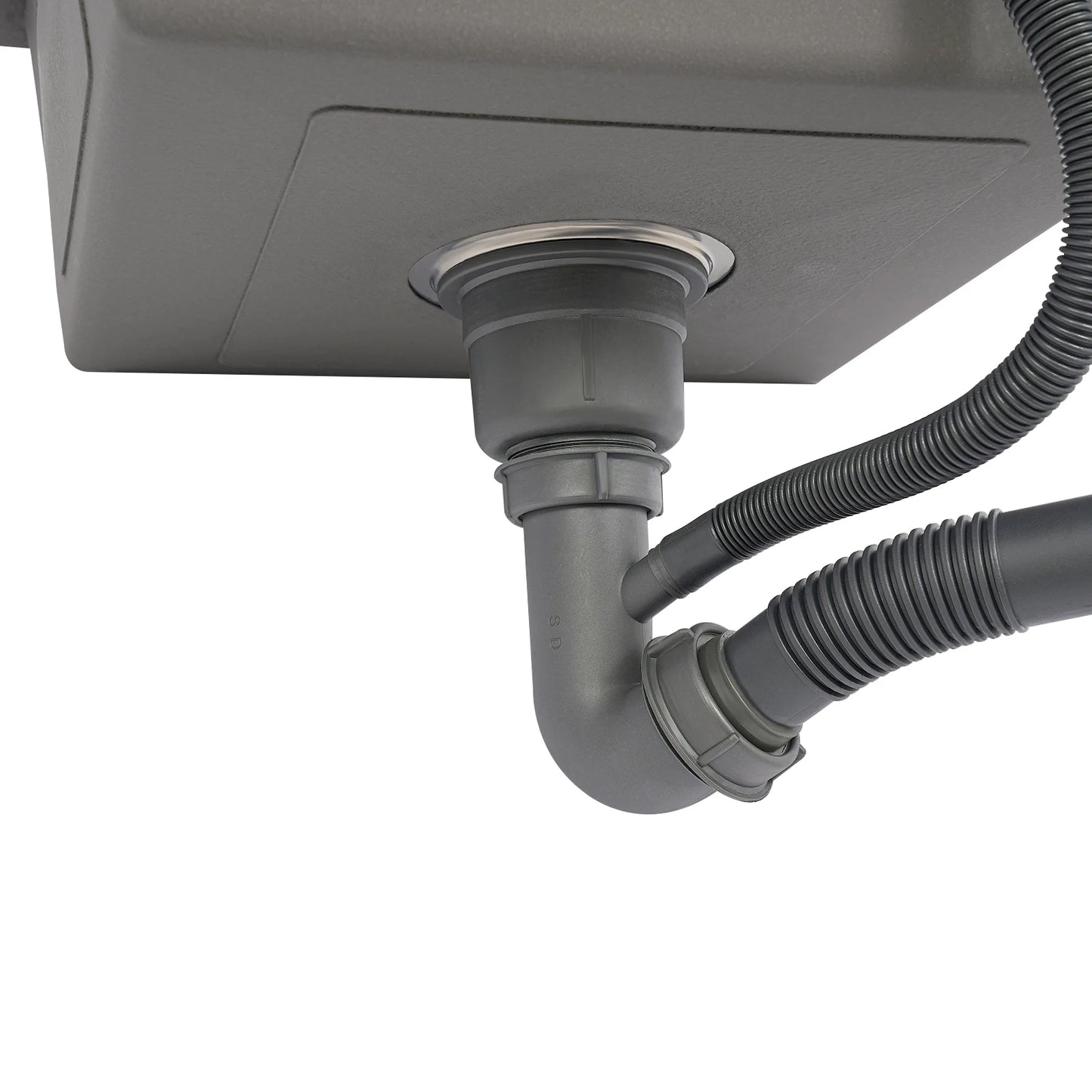 Edelstahlspüle, 45 x 50 cm, moderne Küchenspüle, Küchenspüle mit Abflussrohr, X-förmige Wassergleitungsleitung