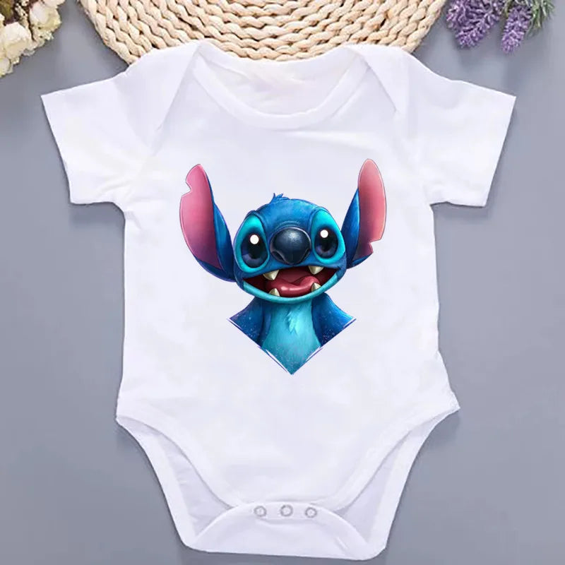 Sommer-Babykleidung mit Kawaii-Stich-Aufdruck, 100 % Baumwolle, Neugeborenen-Bodys und Einteiler für Jungen und Mädchen.