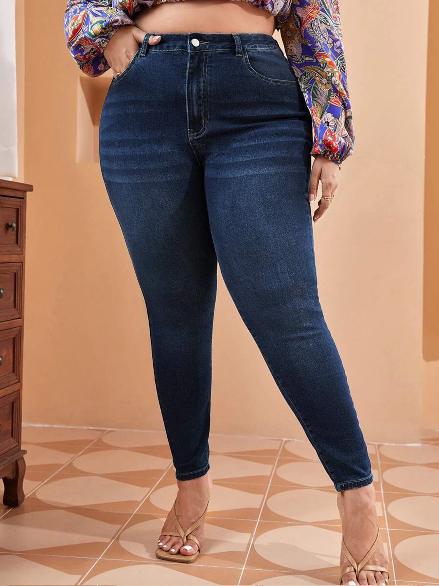 Plus Size Skinny Jeans For Women High Waist Stretch Denim Trousers Mom Jeans Pencil Pants Casual Comfort Trousers Oversize.