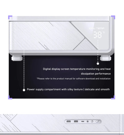 JONSBO D200 MATX Case (Column-Free Curved Sea View/240 Radiator/ATX Power Supply/Digital Display/Type-C Gen2 10Gbps+).