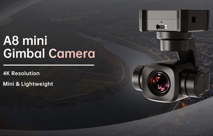 SIYI A8 mini 4K Gimbal Camara 8MP Ultra HD 6X Digital Zoom Gimbal Camera with 1/1.7" Sony Sensor 95g Lightweight 55x55x70mm.