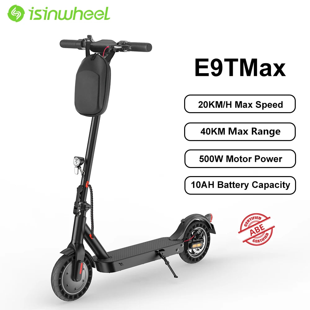 Isinwheel E9TMax Foldable Electric Scooter 500W 10Ah Battery 36V Up to 20 Km/h Adult City E-Scooter.