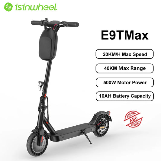 Isinwheel E9TMax Foldable Electric Scooter 500W 10Ah Battery 36V Up to 20 Km/h Adult City E-Scooter.