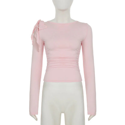 Summer Lace-Up T-Shirts Vest For Women Long Sleeve High Waist Cropped Y2k Top Pullover Female 2025 New Tank Top.