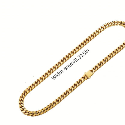 316 Stainless Steel Plated 18k Gold Fashion 8.10.12mm Encrypted Cuban Chain Miami Rap Hip Hop Men's Bracelet Accessory