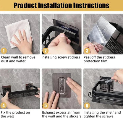 Badezimmerregal, Aufbewahrungsregal ohne Stanzen, Badezimmerregale aus massivem Holz, stanzfreies Holzregal zur Wandmontage, Toiletten-Organizer