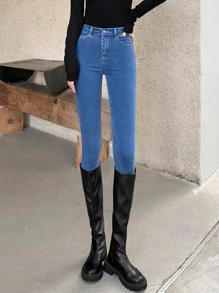 Woman Large Size Streetwear Sexy Stretch Denim Pants High Waist Skinny Pencil Jeans Spring Korean Fashion Casual Kot Pantolon.