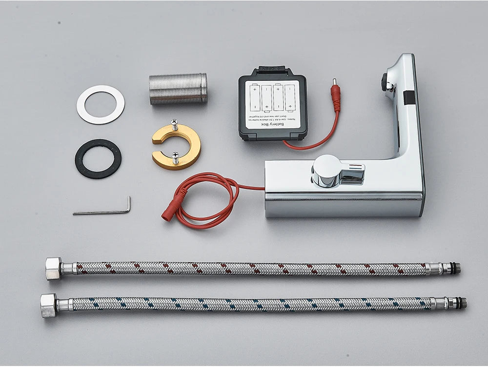 White Smart Sensor Basin Faucet Screen Digital Display Hot Cold Water Mixer Tap Touchless Vanity Sink Faucet For Bathroom