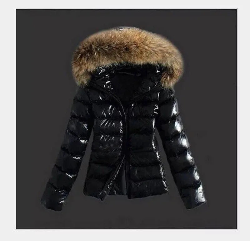 2025, Winter Jacken Frauen Grundlegende Mäntel Mode Faux PU Leder Winter Jacken Frauen Künstliche Pelz Kragen Mantel Weibliche Oberbekleidung.