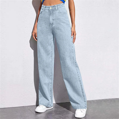 High Waist Wide Leg Jeans Women Summer New Slimming Floor Length Straight Retro American Drapey Loose Fit Casual Trousers.