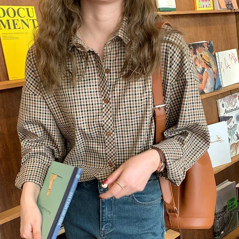 Fashion Casual Women's Plaid Shirt Autumn New Boutique Ladies Blouse and Tops Female Long Sleeve Blouses Clothes