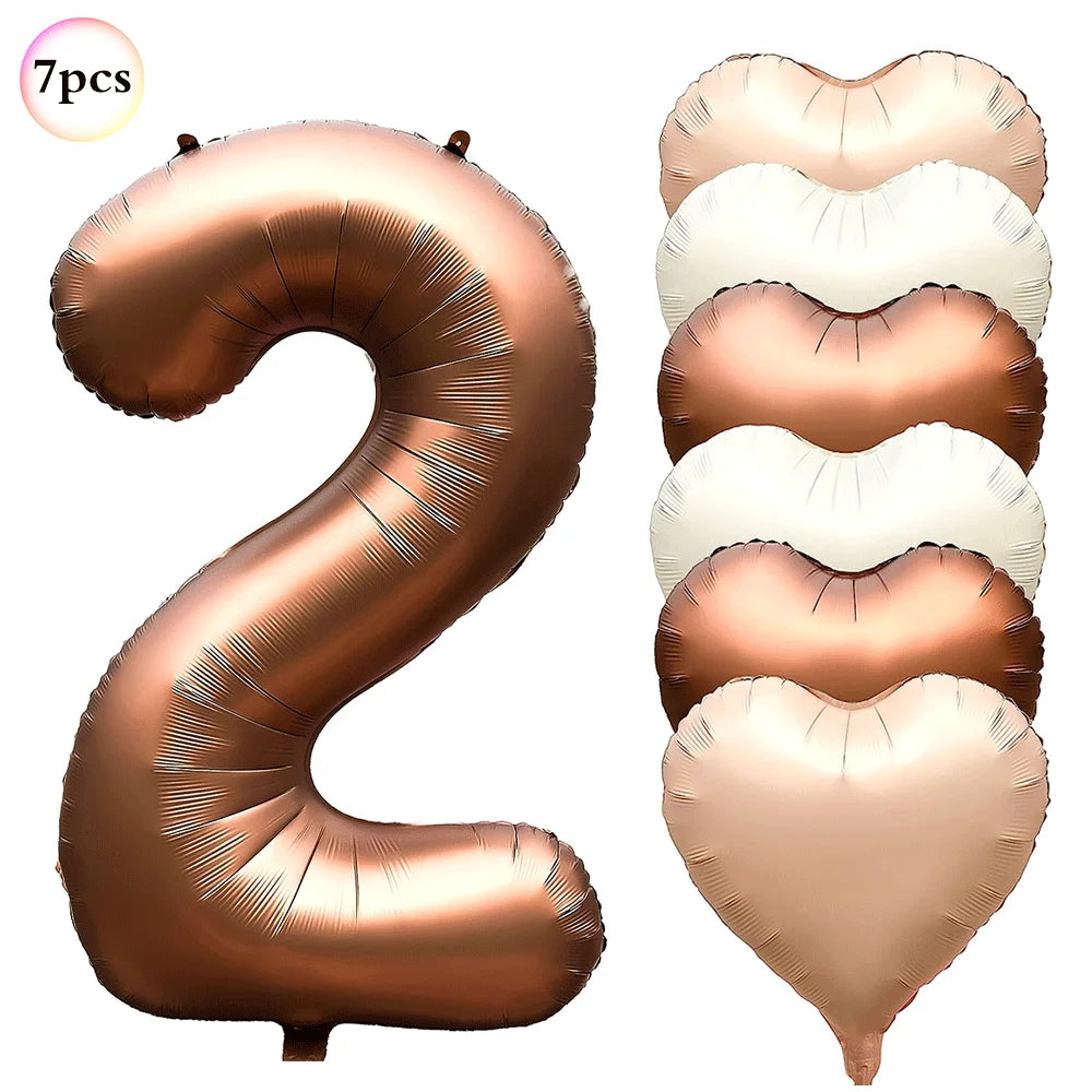 40in Cream Big Number Balloon 18in Three Color Love Foil Helium Balloons Aldult Birthday Set Boys Girls 1st Birthday Decorations