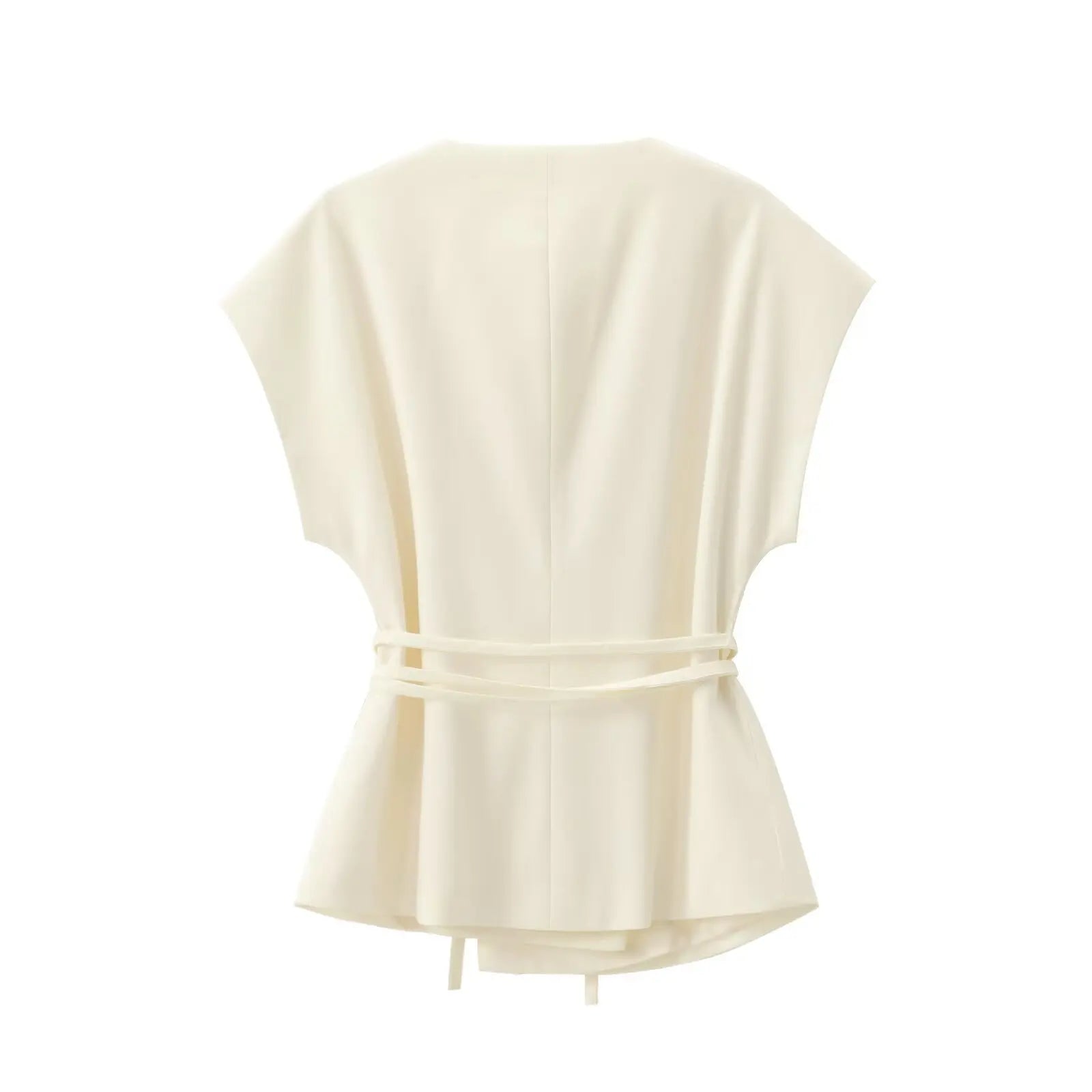 TFMLN Fashion Women's Trouser Suits Sleeveless V-Neck Top With Belt Straight Pants Sets 2025 Spring Summer Commuter 2 Piece Set.