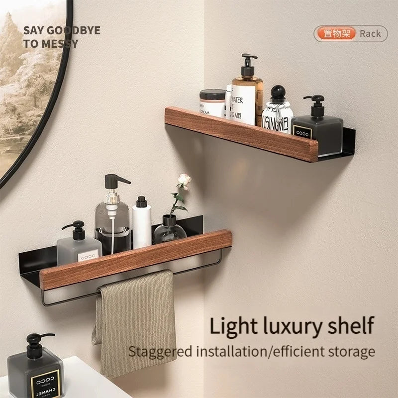 Holz Aluminium Material Eckregal Shampoo Lagerregal Dusche Wandregal Badezimmer Organizer Badezimmerzubehör
