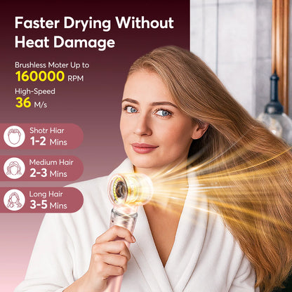 5 in 1 High-Speed Hot Air Styler Frizz-Free Fast Drying No Heat Damage Hair Dryer Curl Volumize Straighten with Travel Bag.