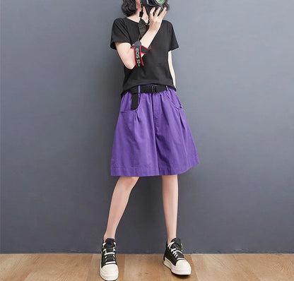 Women's Shorts Half Baggy Mid Length Wide Black Female Short Pants Loose Bermuda Knee Low Price Classic Harajuku Fashion New In.