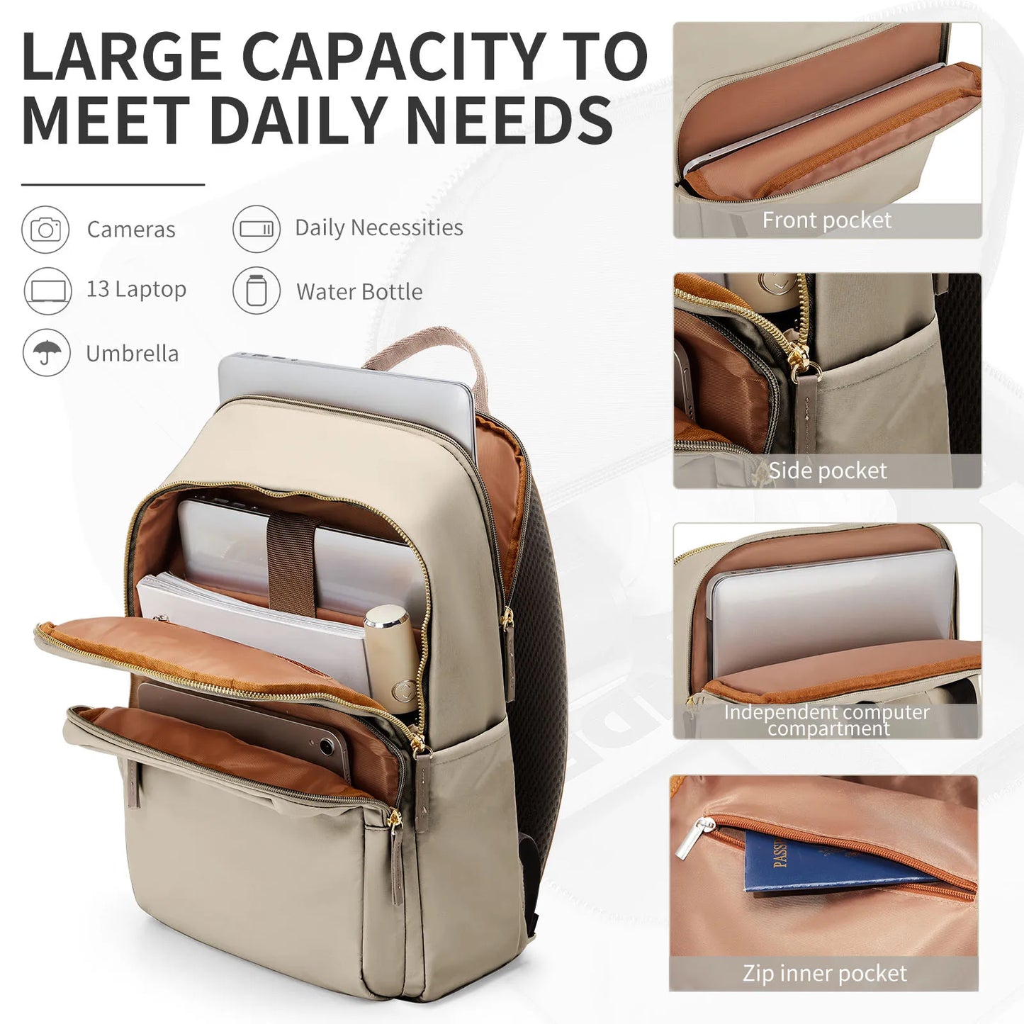 New Simple Large Capacity Backpack Women Travel Business Teacher Backpack Laptop Shoulder Bag Girl School Student Backpack Purse.