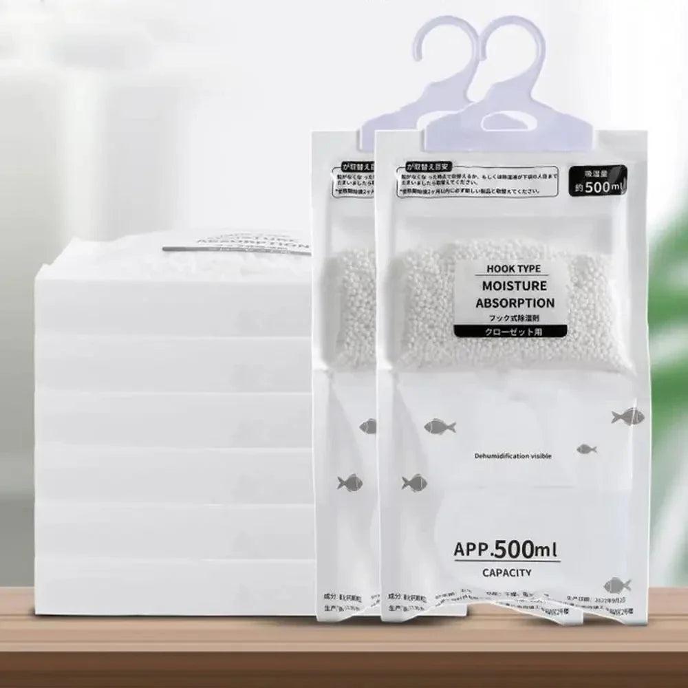 5/10Pcs Moisture Absorber Hanging Drying Clothes Dehumidifier Wardrobe Dehumidifier Dry Bag Desiccant Moisture Absorption Bag.