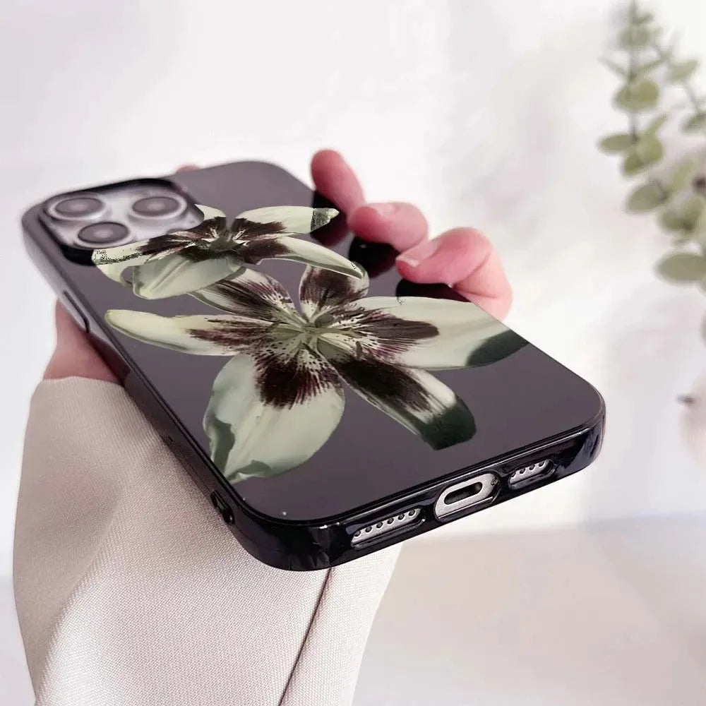 Lily Orchid Flower Print Soft Phone Case For iPhone 16 15 14 13 12 11 Pro Max XS XR X 7 8 Plus SE 2020 2022 Shockproof Cover.