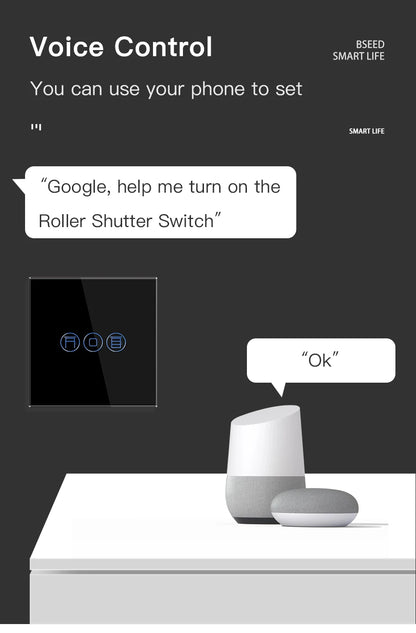 BSEED Wifi Shutter Schalter APP Control Led Smart Blind Serie Weiß Glas Panel Unterstützung Tuya Google Smart Leben Rollladen.