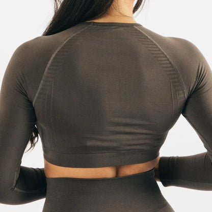 Seamless Workout Gym Training Shirts Long Sleeve Sports T-shirts Women Athletic Crop Sport Shirt Sportswear Yoga Clothes.