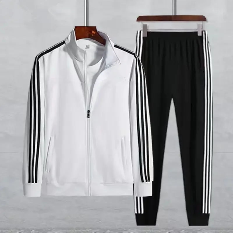 Men's Long Sleeve Running Suit Set Stand Collar Morning Run Versatile Slim Fit Sportswear Two Piece Popular Cross-Border.