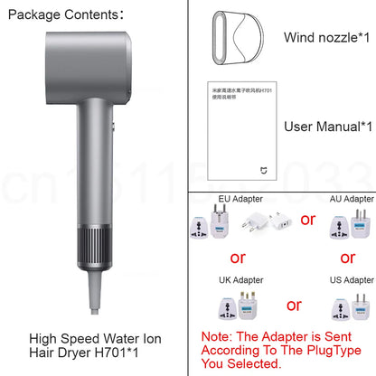 XIAOMI MIJIA High Speed Water Ion Hair Dryer H701,4 Temps & 3 Speeds,Professional 1600W Ionic Blow Dryers,110000 Rpm Fast Dry