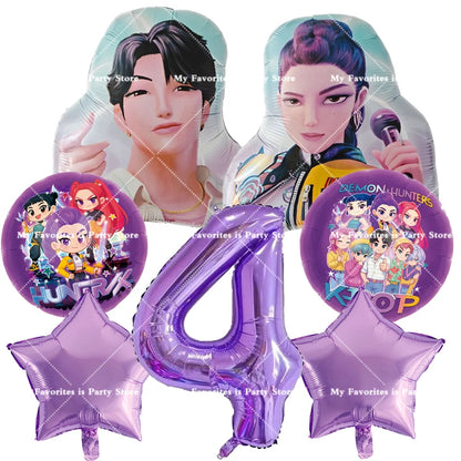 Kpop Dämon Jäger Geburtstag Luftballons Set Anzahl Ballon Anzug Folie Ballon Cartoon Geburtstag Party Liefert Dekor Baby Dusche Geschenk.