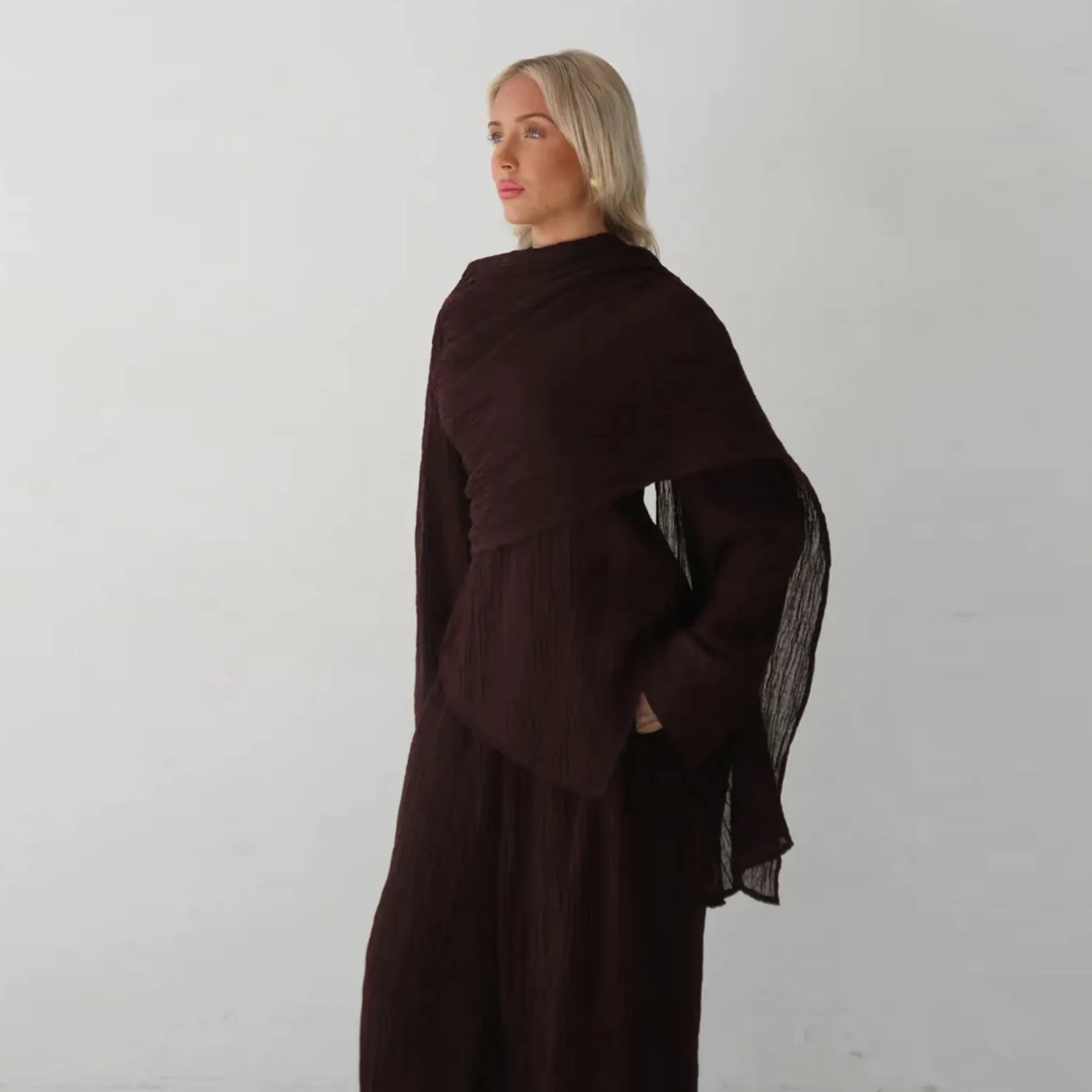 Eid Muslim Women Abaya Set Elegant Dubai Solid Color Button-Down Cardigan and Pants Suit Islam Modest Outfit 2025 Turkey Clothes.