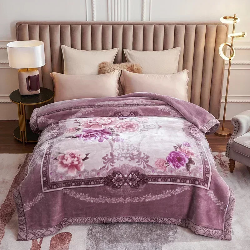 New Warm Weighted Blankets for Beds High End Thicken Warmth Raschel Blanket for Winter Autumn Double Side Plush Comforter Quilt
