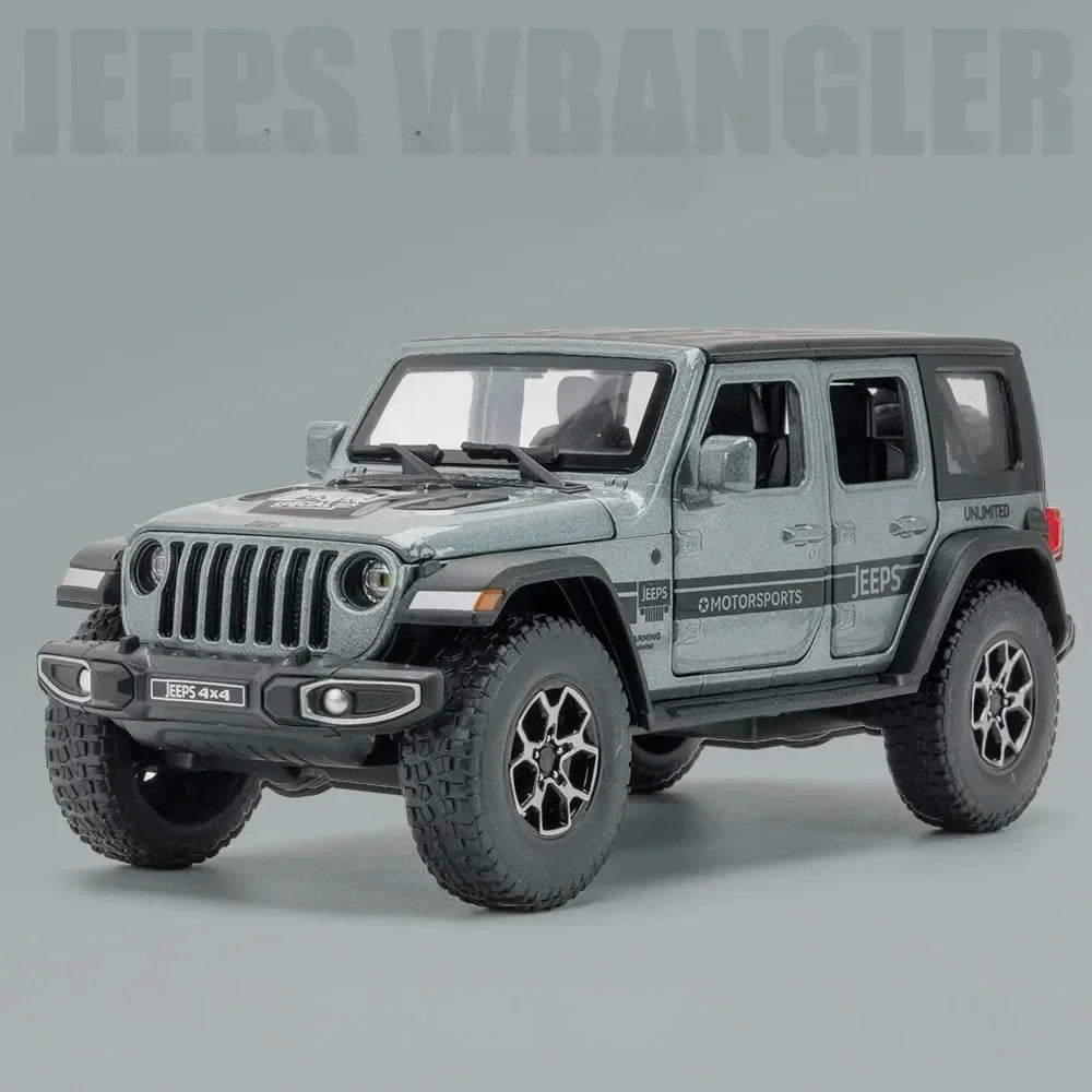 1:32 Jeep Wrangler Rubicon Off-road car Alloy Model Car Toy Diecasts Metal Casting Sound and Light Car Toys For Children Vehicle.